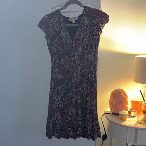 MICHAEL Michael Kors Black and Purple Floral Midi Dress